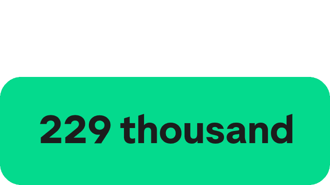 A Green icon showcasing a large Green circle and two smaller ones on either side, in a diagonal format. The words 229 thousand are written in the centre.